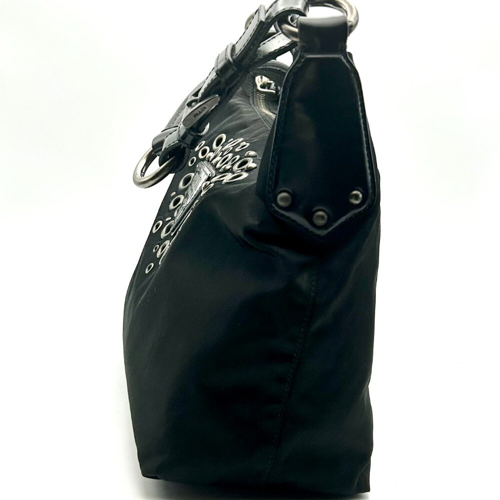 Prada Tessuto Nylon & Leather Bag with Grommet Embellishment - Picture 9 of 16